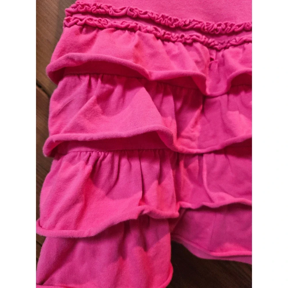 90s OshKosh Bgosh Girls Pink Ruffle Tiered Long Sleeve Knit Dress Toddler 2T